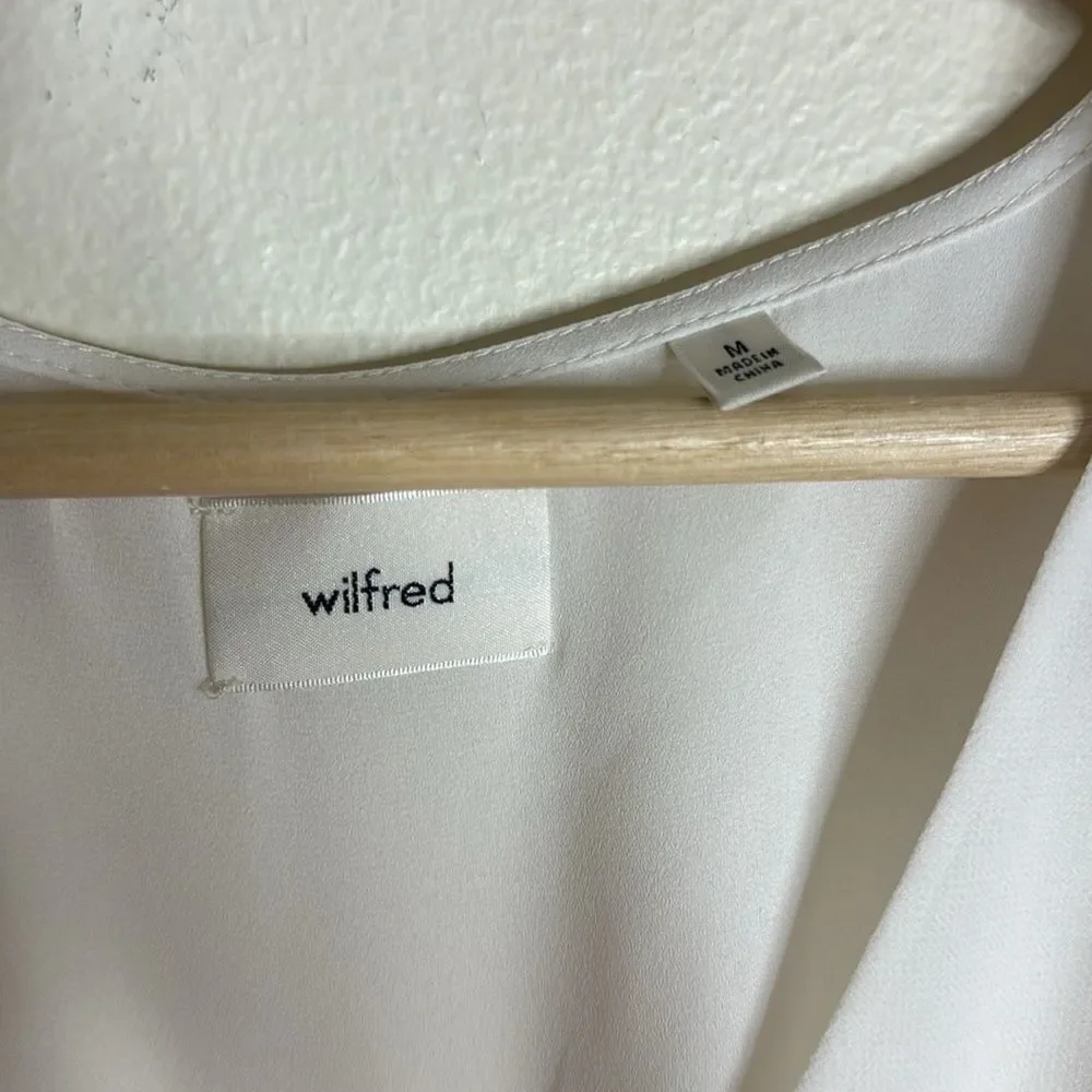 Wilfred Wistful white Blouse - Aritzia V neck‎ sheer sleeves smocked bodice M